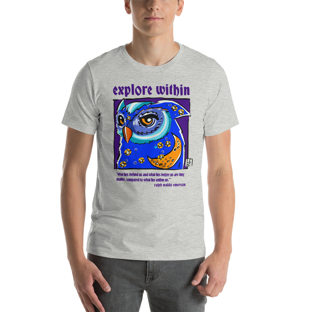 Explore Within, Ralph Waldo Emerson - Lebo Short Sleeve Unisex T-Shirt